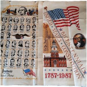 Vintage Kay Dee Linen Kitchen Tea Towel Presidents of the US Bicentennial Unused